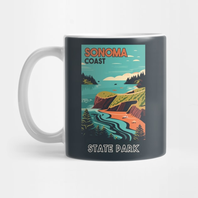 A Vintage Travel Art of the Sonoma Coast State Park - California - US by goodoldvintage